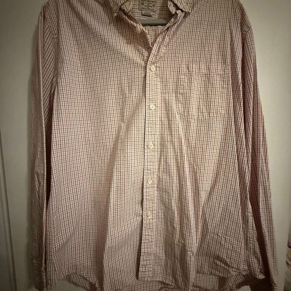 J. Crew Men's Casual Checkered Shirt - Blue Red and White